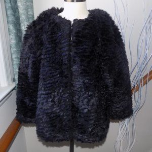 Black Full Faux Fur Ladies Jacket Coat Size Medium